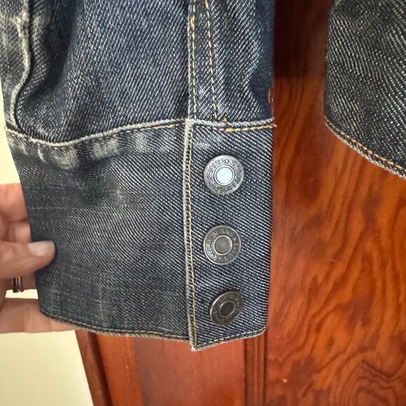Stonewashed jean jacket with band collar - Picture 3 of 4